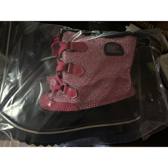 Sorel Tivoli Insulated Winter Boots Pink Sparkle Youth Size 6 Girls Waterproof - Picture 9 of 10